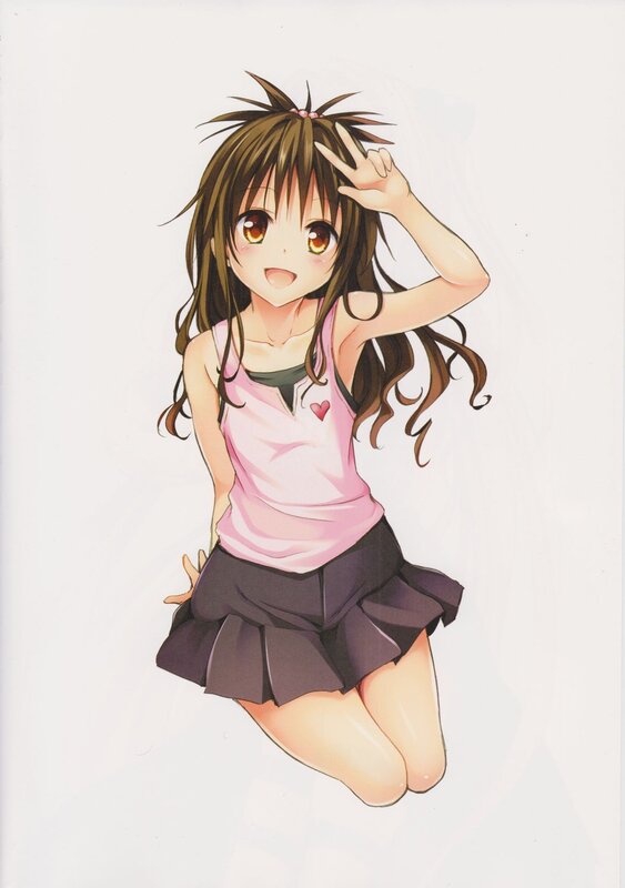Anime Girl Making Peace Sign — Brown, Cheerful, Manga
