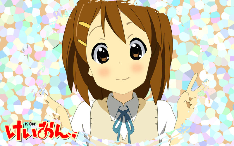 Anime Girl Making Peace Sign — Brown, Cheerful