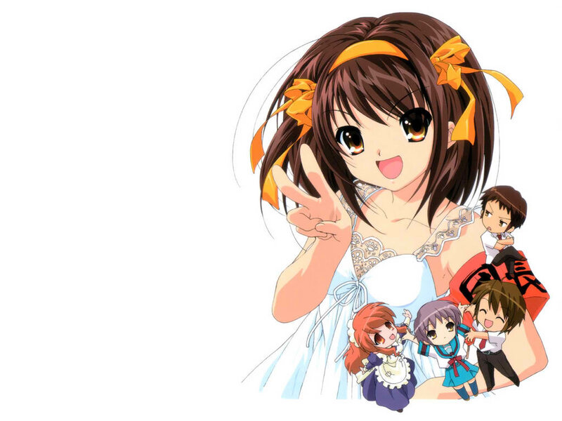 Anime Girl Making Peace Sign — Brown
