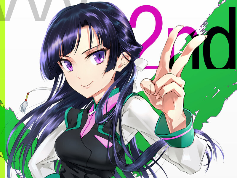 Anime Girl Making Peace Sign — Green