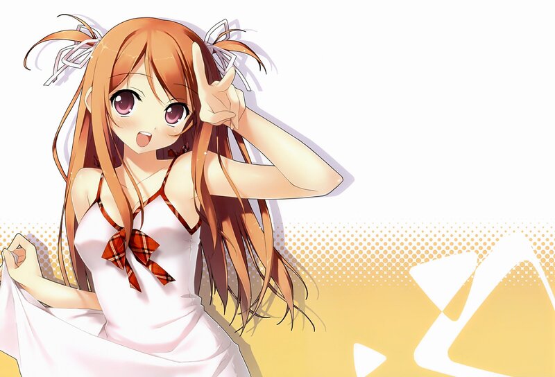 Anime Girl Making Peace Sign — Orange