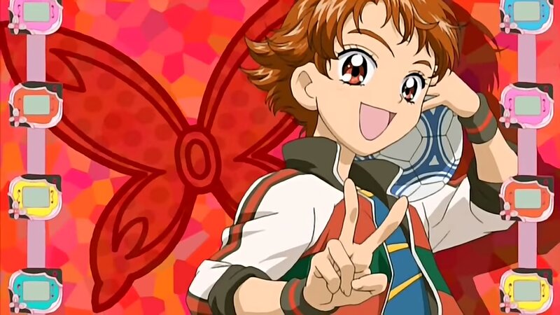 Anime Girl Making Peace Sign — Red