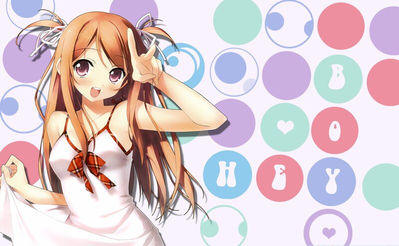 Anime Girl Making Peace Sign — White