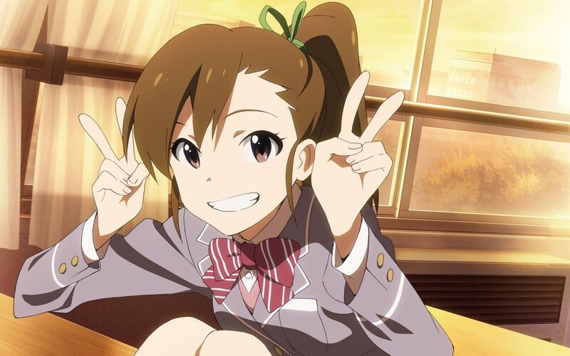 anime girl making peace signs