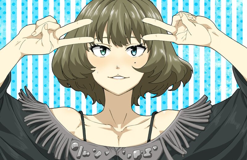 anime girl making peace signs