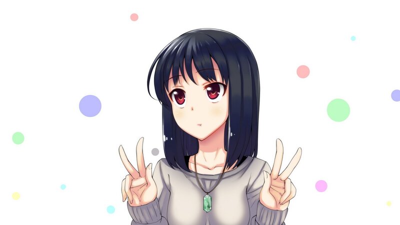 anime girl making peace signs
