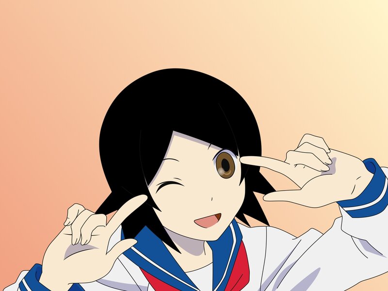 anime girl making peace signs