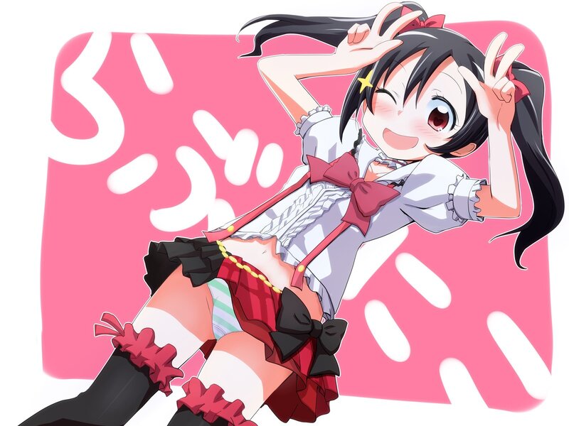 anime girl making peace signs