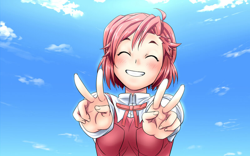 anime girl making peace signs