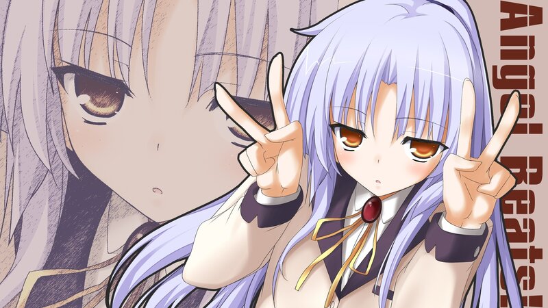 Anime girl making peace signs