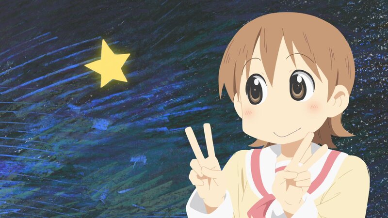 Anime Girl Making Peace Signs — Blue