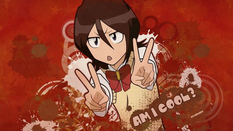 Anime Girl Making Peace Signs — Red