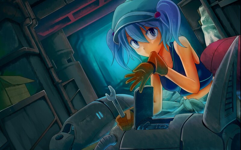 anime girl mechanic at work