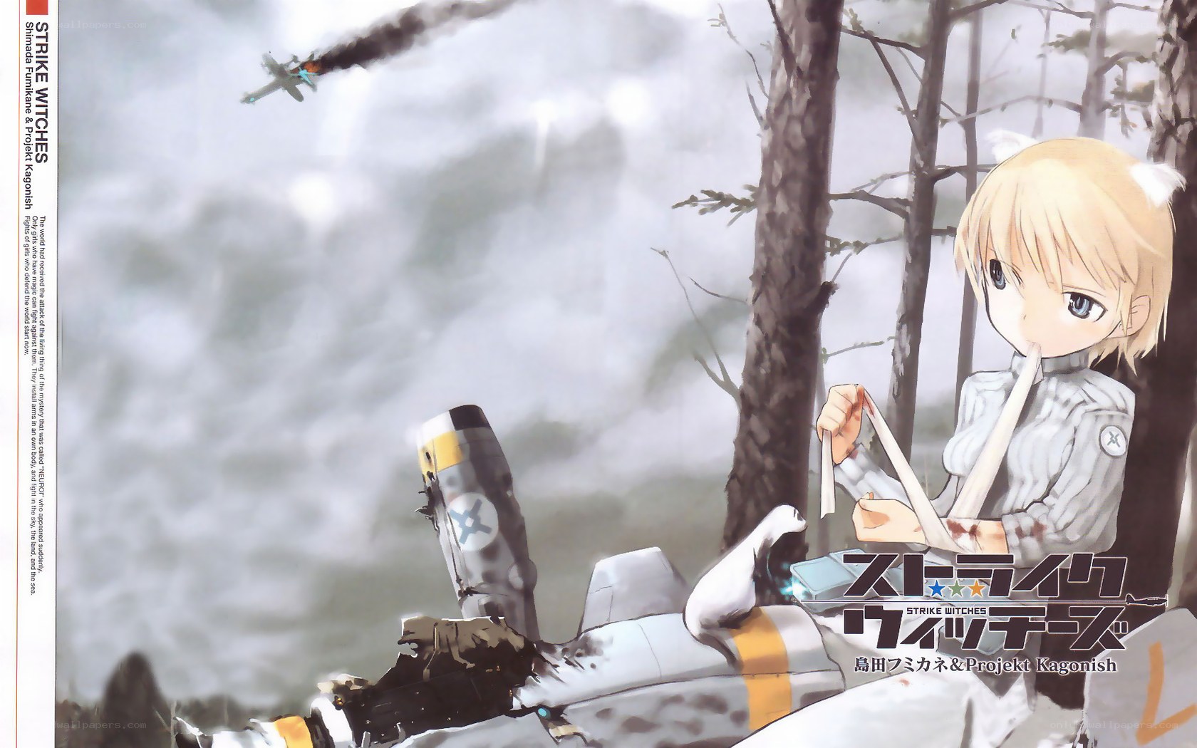 anime girl near crashed plane