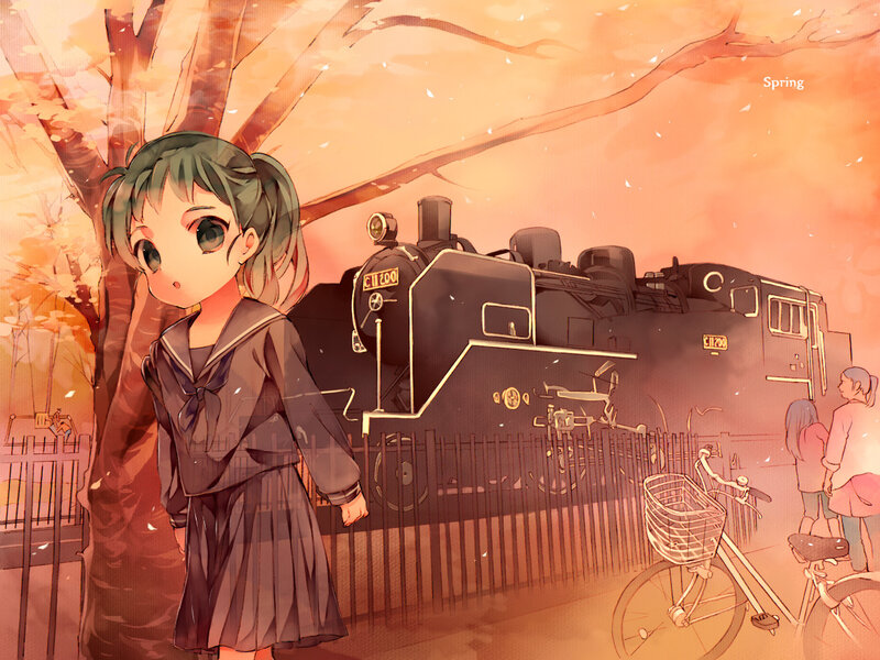 Anime Girl Near Train