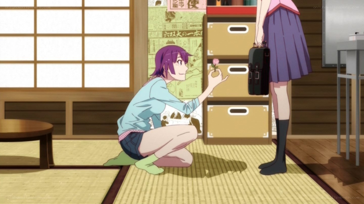 Anime girl offering a flower