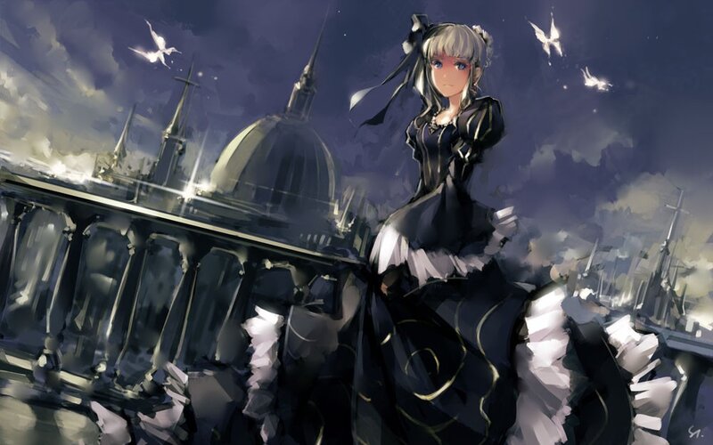 anime girl on a balcony