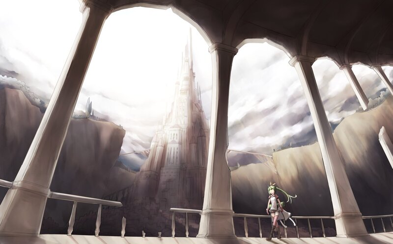 Anime girl on a balcony
