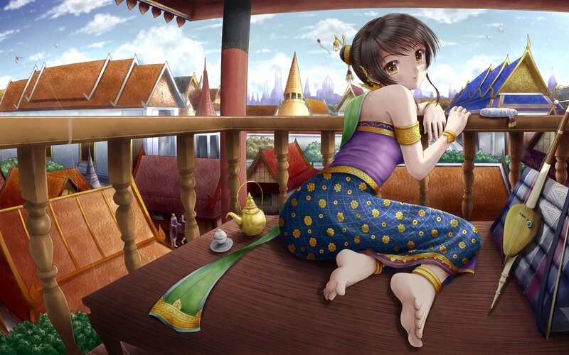 Anime girl on a balcony