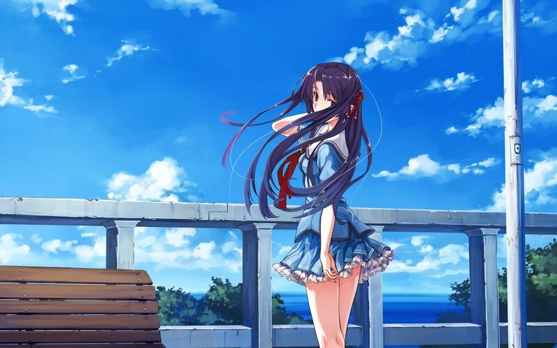 Anime girl on a balcony