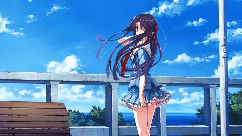 Anime girl on a balcony