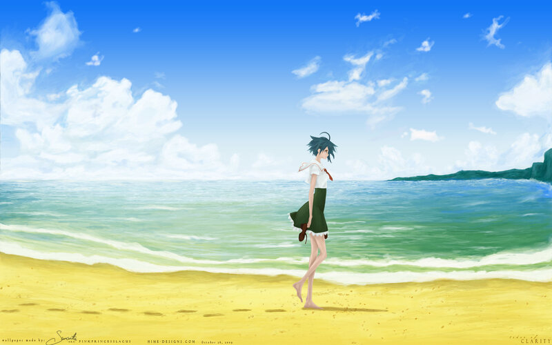 Anime girl on a beach