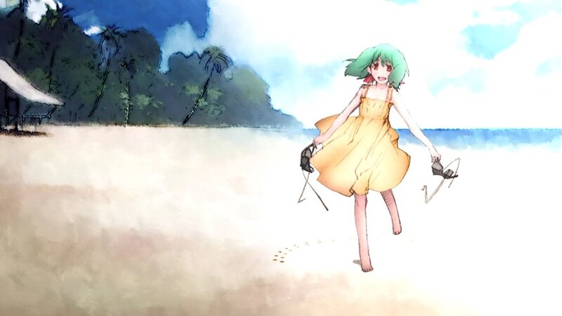 Anime girl on a beach