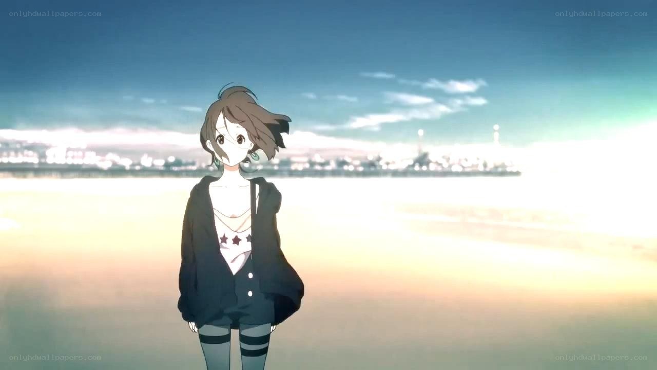 anime girl on a beach