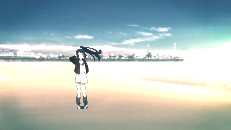 anime girl on a beach