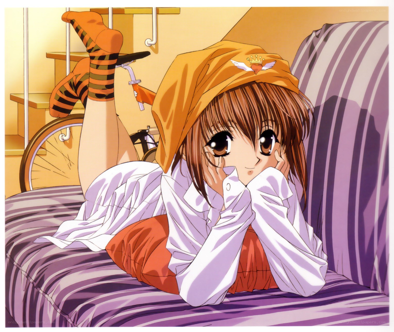 Anime girl on a bed