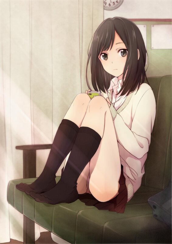 Anime girl on a bench