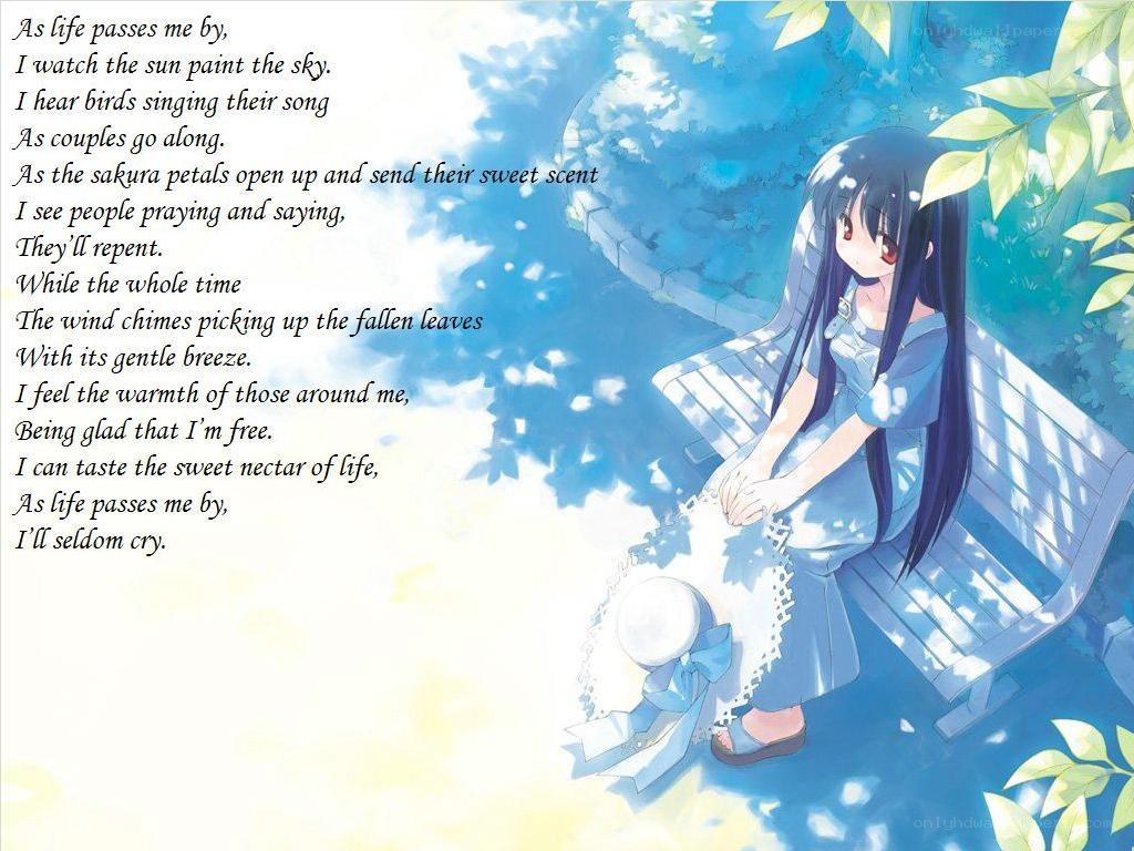 Anime girl on a bench