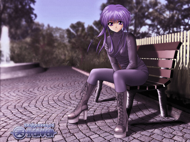 anime girl on a bench