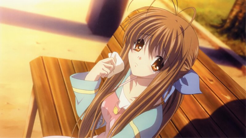 anime girl on a bench