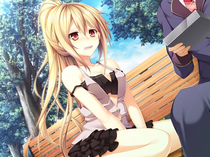 anime girl on a bench