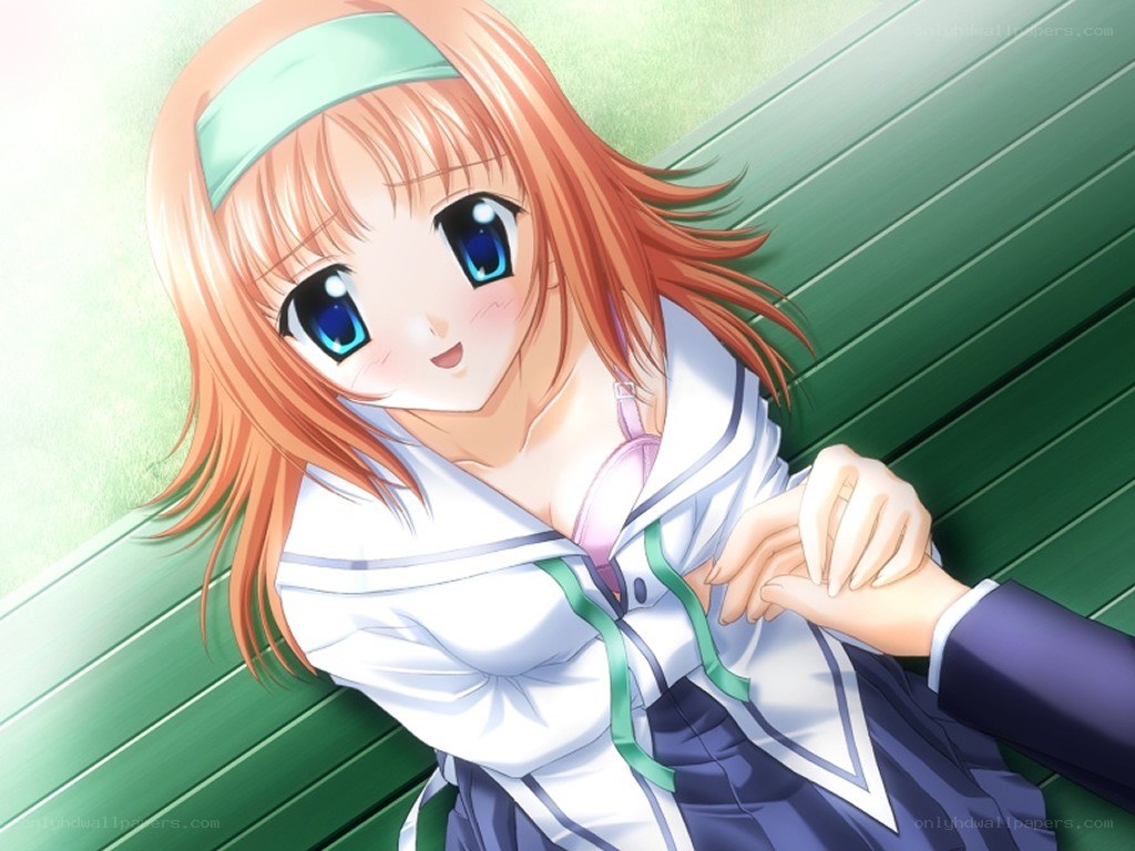 anime girl on a bench