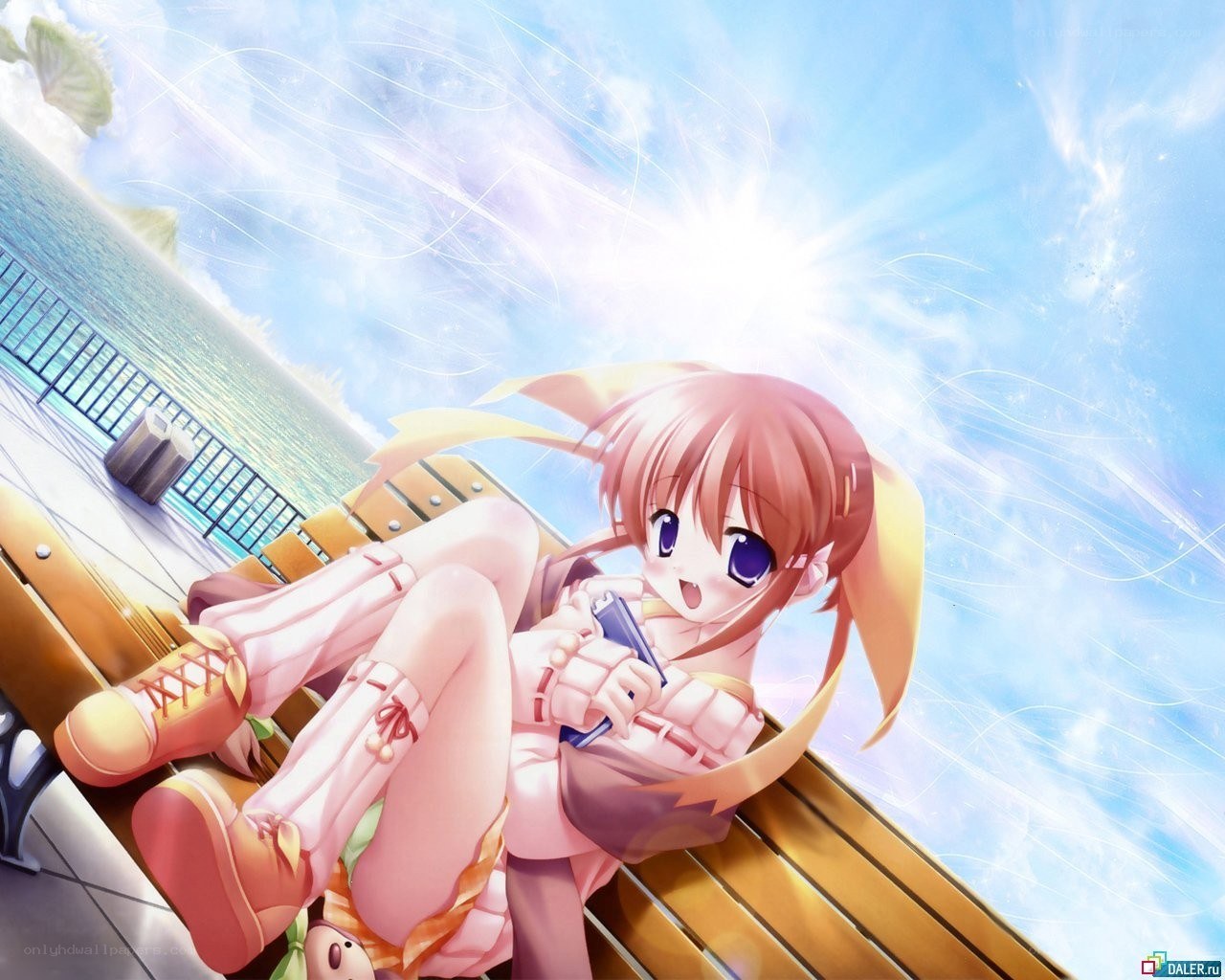 Anime girl on a bench