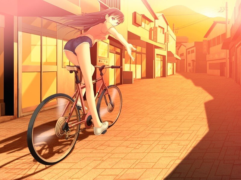 Anime girl on a bicycle