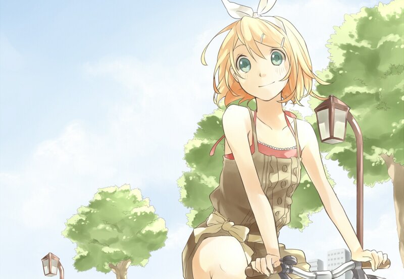 Anime girl on a bicycle