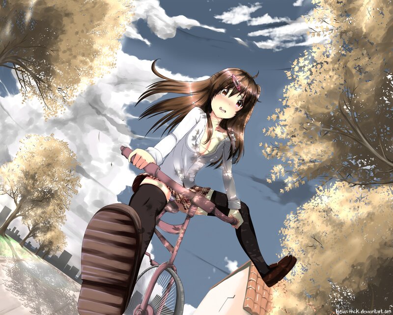 Anime girl on a bicycle