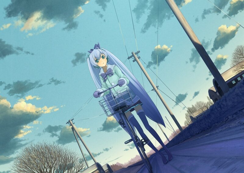 Anime girl on a bicycle