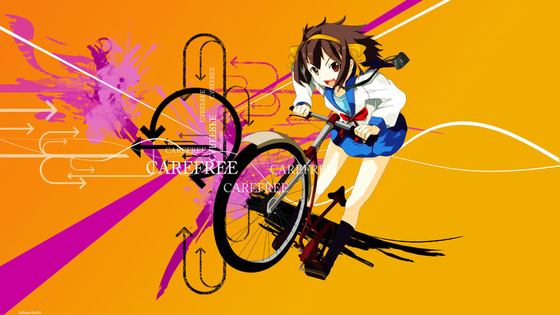 Anime girl on a bicycle