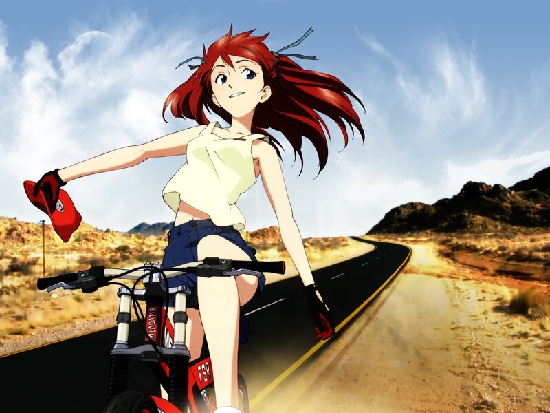 Anime girl on a bike