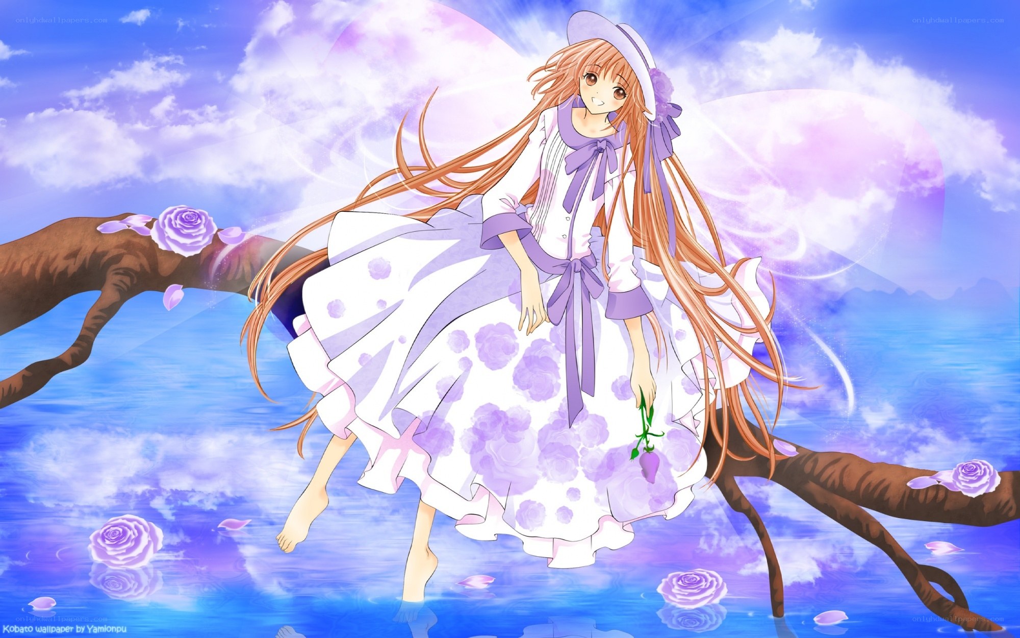 Anime girl on a branch