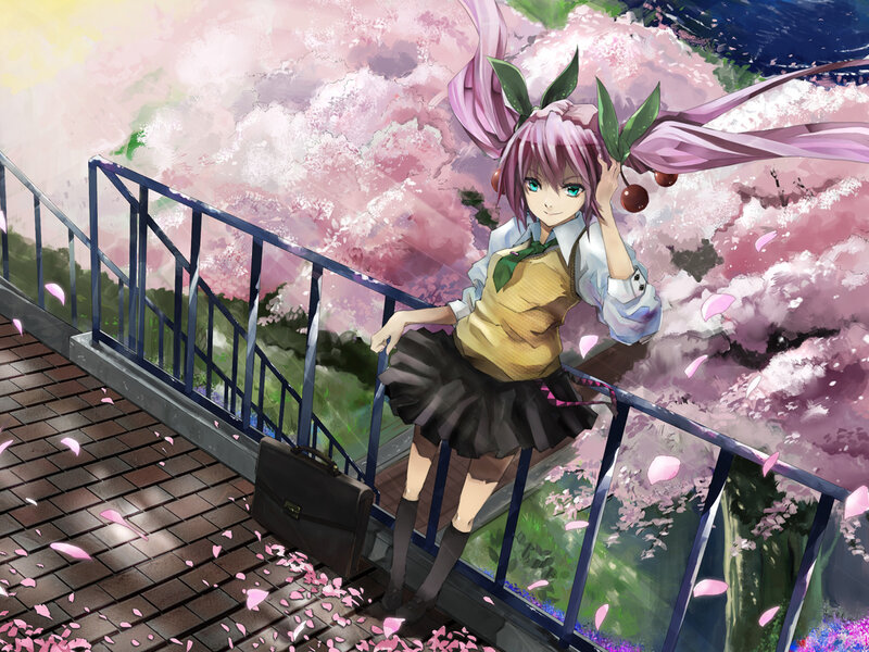 anime girl on a bridge