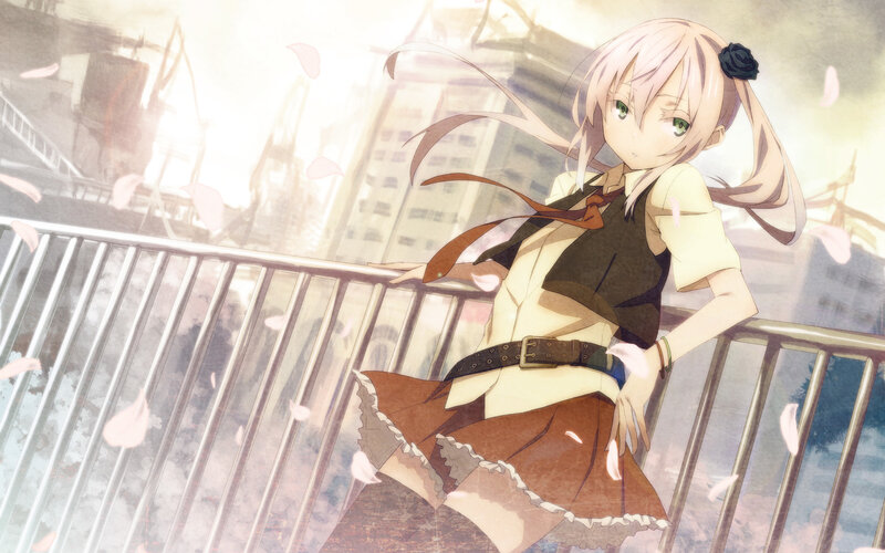 anime girl on a bridge