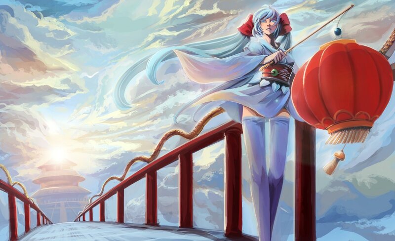 Anime girl on a bridge