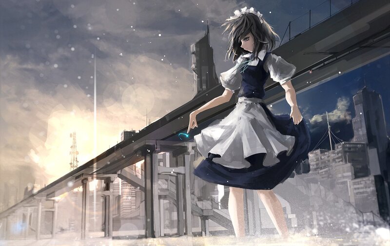 anime girl on a bridge
