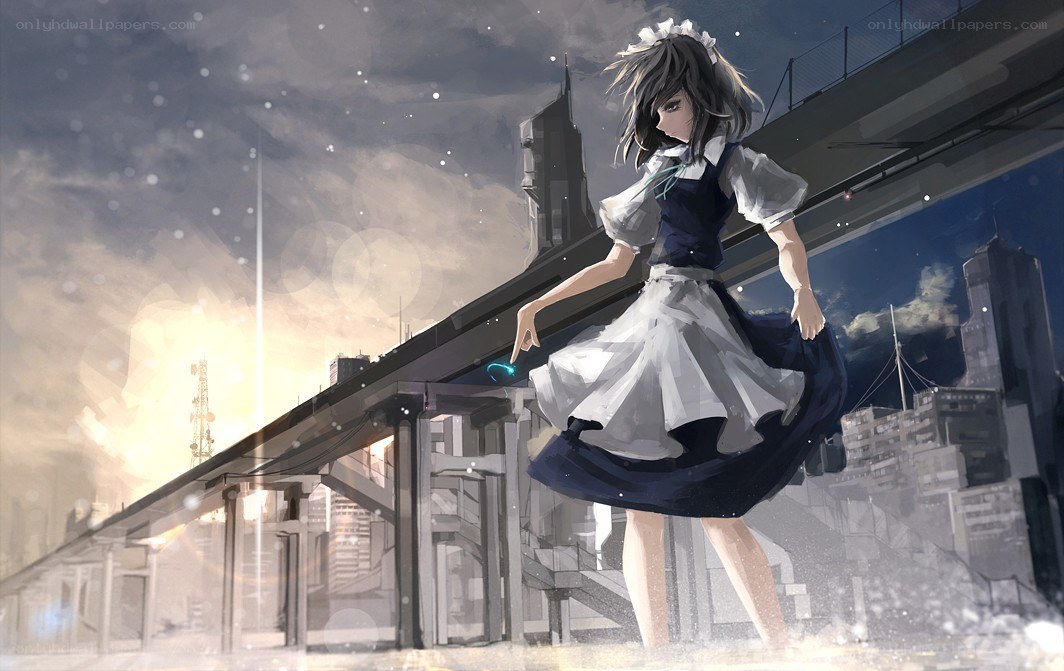 anime girl on a bridge