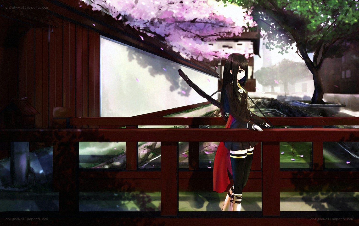 anime girl on a bridge